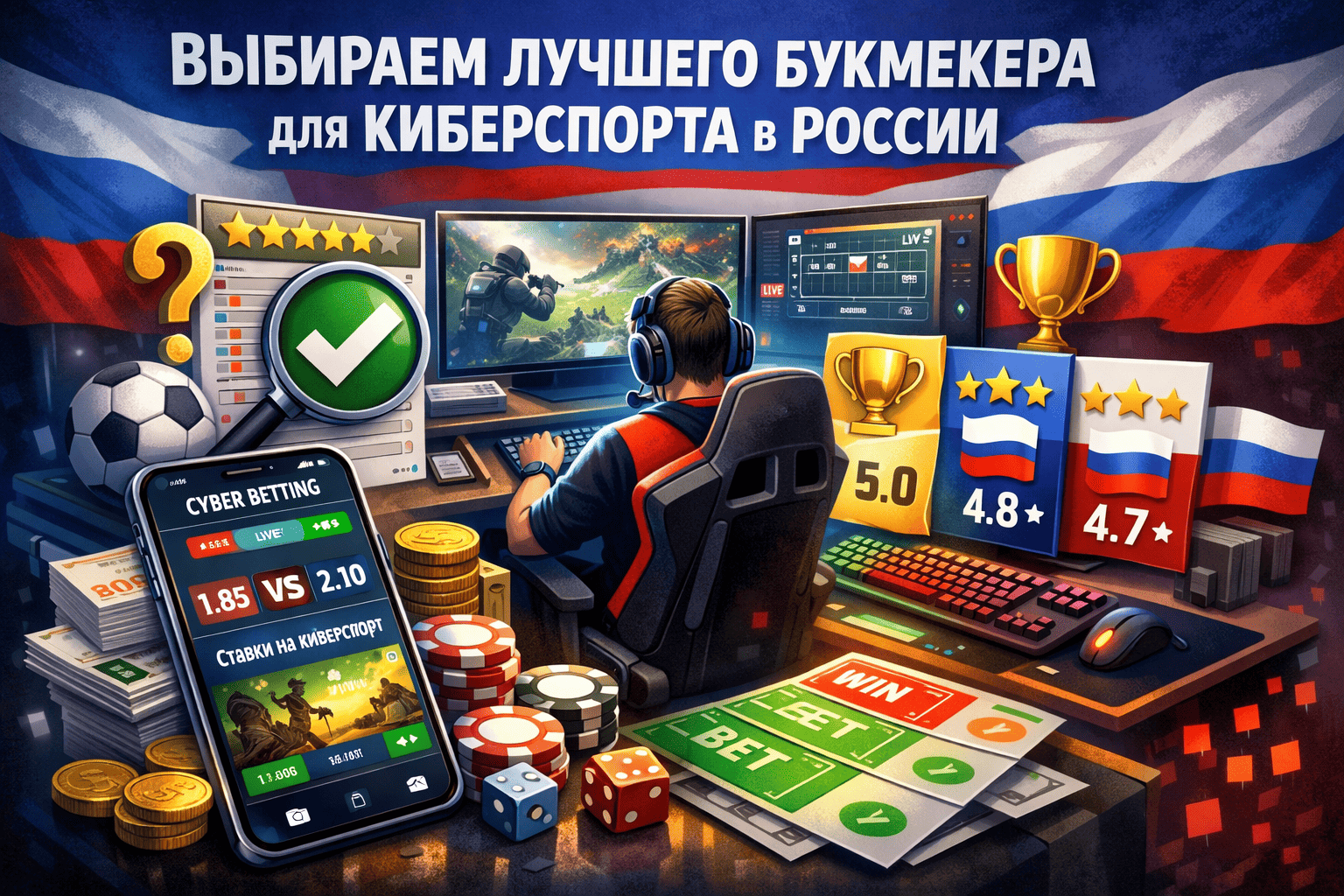 Иллюстрация к статье: сравнение букмекеров для киберспорта
